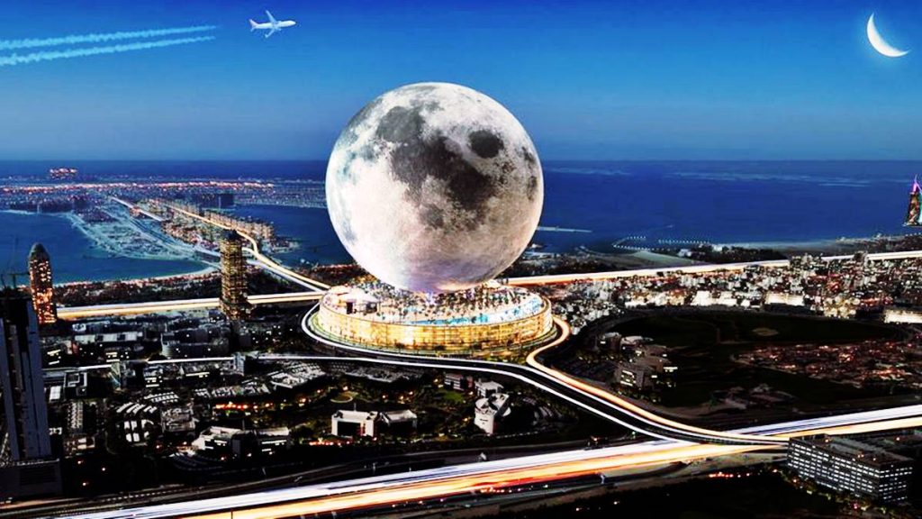 Designed from hundreds of drones that will constantly move to mimic the movement of the earths real moon.