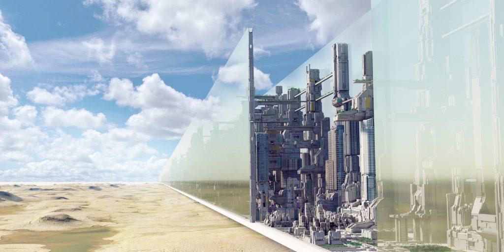 The futuristic city will feature pre-engineered modular accommodation that will be stacked on-top of school's, offices and parks